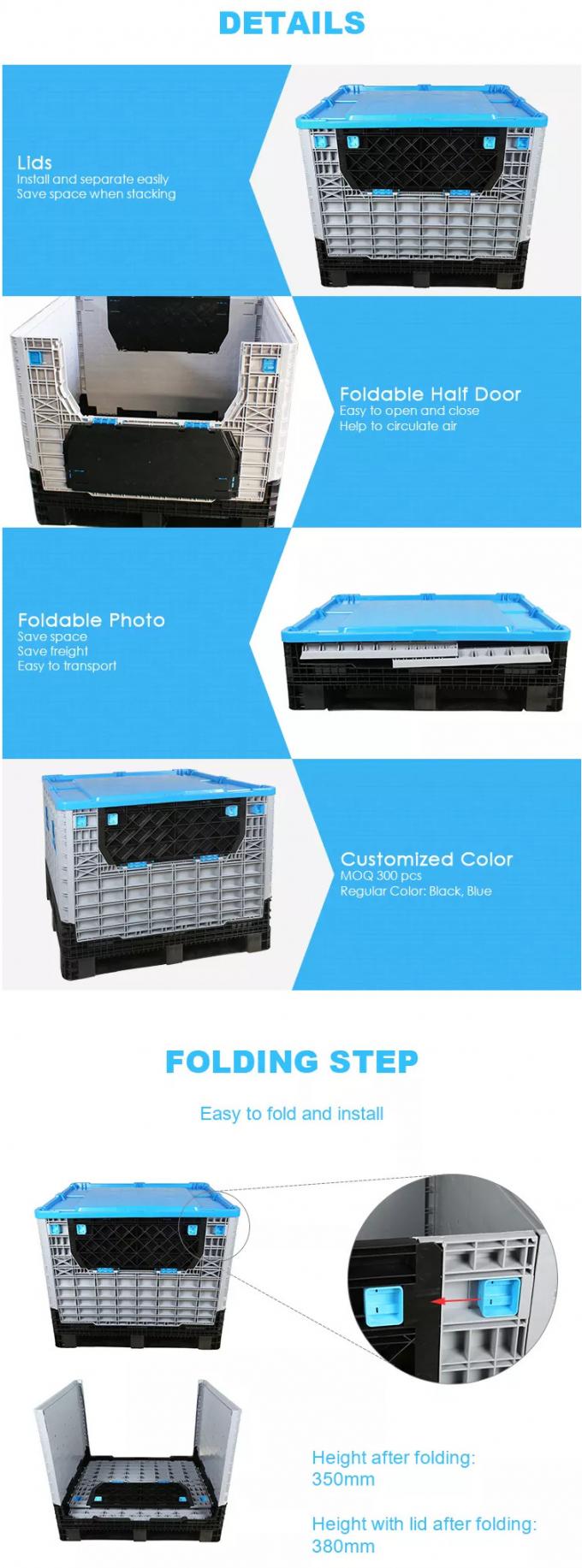 Saving Space Folding Crate Box Collapsible Plastic Shipping Crates