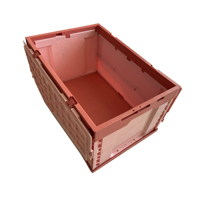 Folding HDPE Plastic Storage Crate With Attached Lid