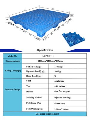 HDPE Reversible Rackable Plastic Pallets One Piece Injection Molding