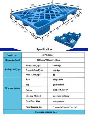 1000 KG Forklifts Reinforced Plastic Pallets For International Shipping