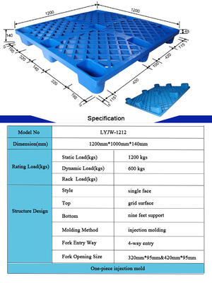 Warehouse Heavy Duty Plastic Pallet 1200 X 1200 Plastic Euro Pallet