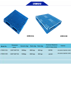 100 Virgin PP Reversible Plastic Pallets 1200*1200mm 4 Way Entry Pallet