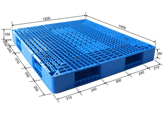 Durable Virgin PP Euro Plastic Pallet Double Faced 1400x1200mm