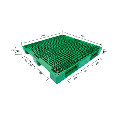 Green 4 Way Heavy Duty Plastic Pallet Warehouse Use Nestable