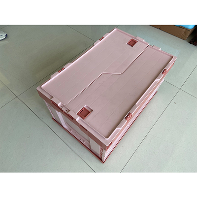 Folding HDPE Plastic Storage Crate With Attached Lid